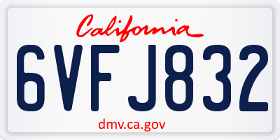 CA license plate 6VFJ832