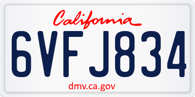 CA license plate 6VFJ834