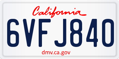CA license plate 6VFJ840