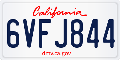 CA license plate 6VFJ844