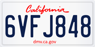 CA license plate 6VFJ848