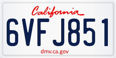 CA license plate 6VFJ851