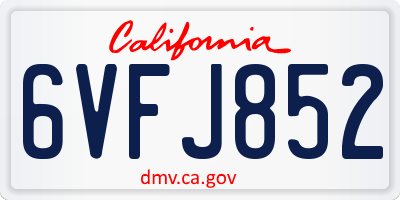 CA license plate 6VFJ852