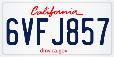 CA license plate 6VFJ857