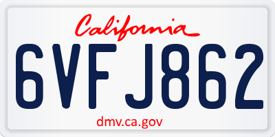 CA license plate 6VFJ862
