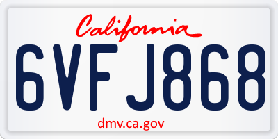 CA license plate 6VFJ868
