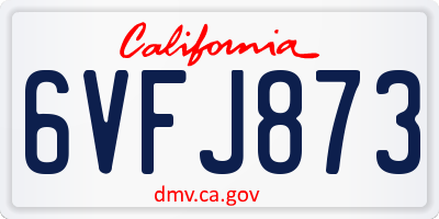 CA license plate 6VFJ873