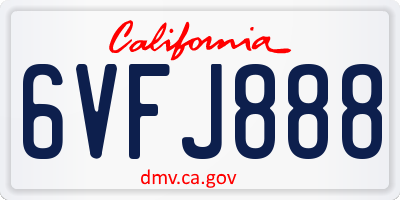 CA license plate 6VFJ888