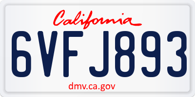 CA license plate 6VFJ893