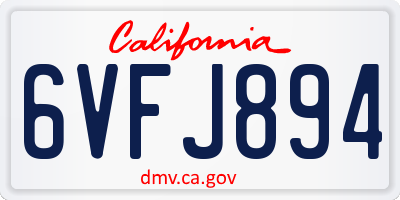 CA license plate 6VFJ894