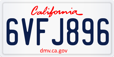 CA license plate 6VFJ896