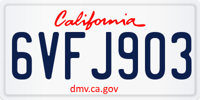 CA license plate 6VFJ903