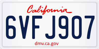 CA license plate 6VFJ907