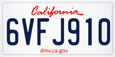 CA license plate 6VFJ910