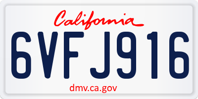 CA license plate 6VFJ916