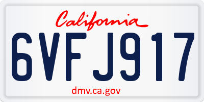 CA license plate 6VFJ917