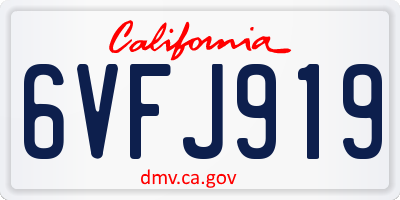 CA license plate 6VFJ919