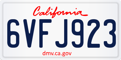 CA license plate 6VFJ923