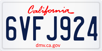 CA license plate 6VFJ924