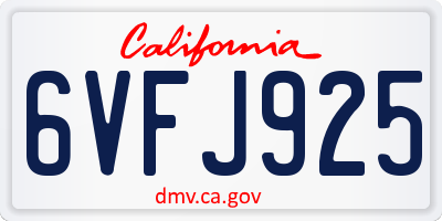 CA license plate 6VFJ925