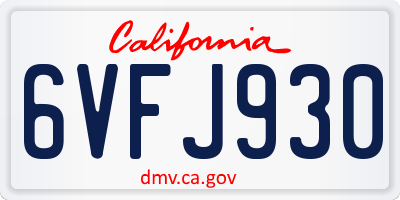 CA license plate 6VFJ930