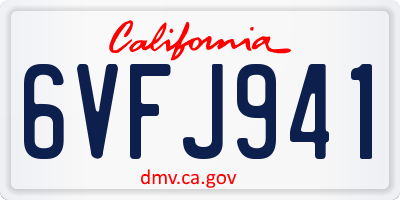 CA license plate 6VFJ941