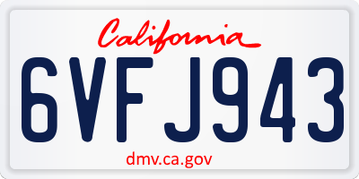 CA license plate 6VFJ943