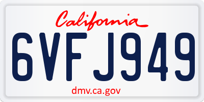 CA license plate 6VFJ949