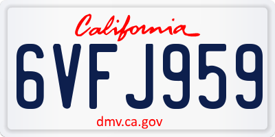 CA license plate 6VFJ959