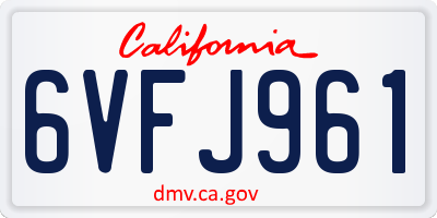 CA license plate 6VFJ961