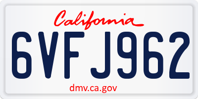 CA license plate 6VFJ962