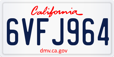 CA license plate 6VFJ964