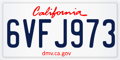 CA license plate 6VFJ973