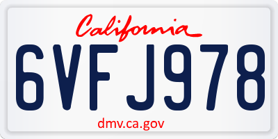 CA license plate 6VFJ978