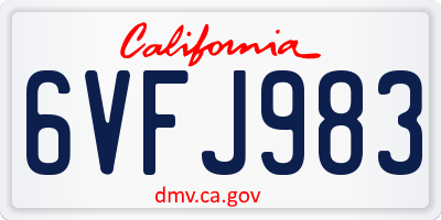 CA license plate 6VFJ983