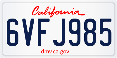 CA license plate 6VFJ985