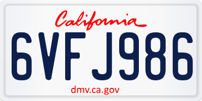 CA license plate 6VFJ986