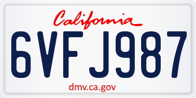 CA license plate 6VFJ987