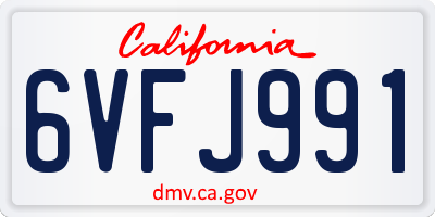 CA license plate 6VFJ991