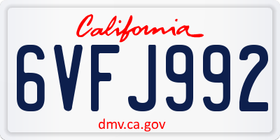 CA license plate 6VFJ992