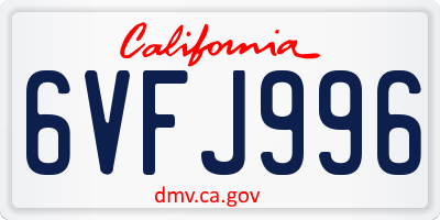 CA license plate 6VFJ996