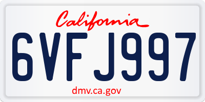 CA license plate 6VFJ997