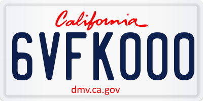 CA license plate 6VFK000