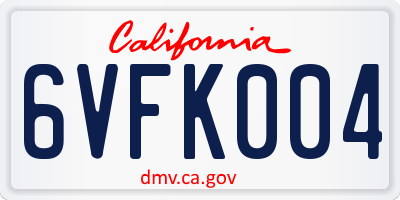 CA license plate 6VFK004
