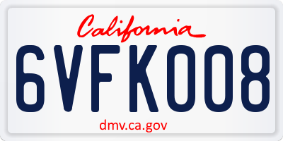 CA license plate 6VFK008