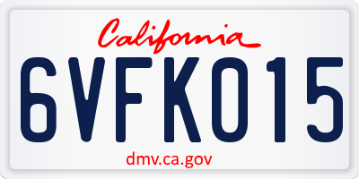CA license plate 6VFK015