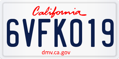CA license plate 6VFK019