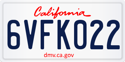 CA license plate 6VFK022