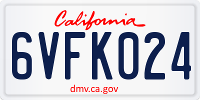 CA license plate 6VFK024