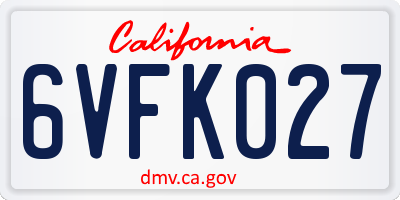 CA license plate 6VFK027